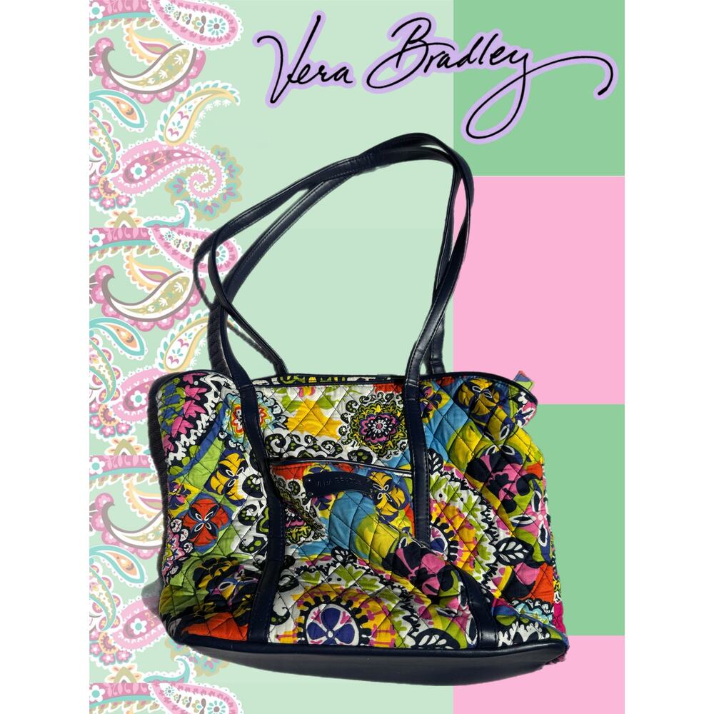 VERA BRADLEY Large Trimmed Tote — Rio Pattern Shoulder Bag